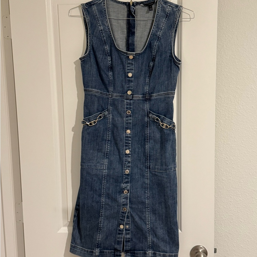 White House Black Market Blue Denim Midi Dress